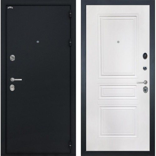 Входная стальная дверь Интекрон Колизей ФЛ-243-М (Чёрный шелк / Белая матовая)