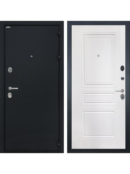 Входная металлическая дверь Интекрон Греция ФЛ-243-М (Чёрный шелк / Белый матовый)