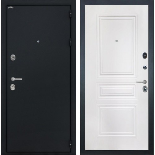 Входная металлическая дверь Интекрон Греция ФЛ-243-М (Чёрный шелк / Белый матовый)