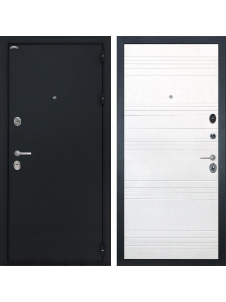 Входная металлическая дверь Интекрон Греция ФЛ-316 (Чёрный шелк / Ясень белый)
