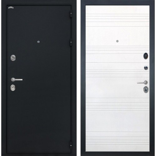 Входная металлическая дверь Интекрон Греция ФЛ-316 (Чёрный шелк / Ясень белый)