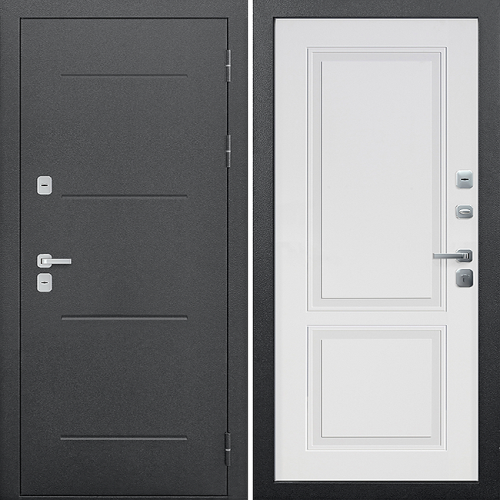 Металлическая входная дверь Цитадель ISOTERMA Серебро/ Белый софт