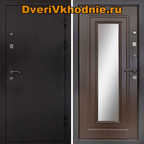 Металлическая входная дверь Райтвер Престиж Венге с зеркалом