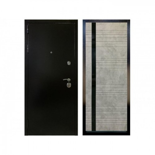 Входная дверь Атлант, 4 контура, бетон серый чёрное стекло