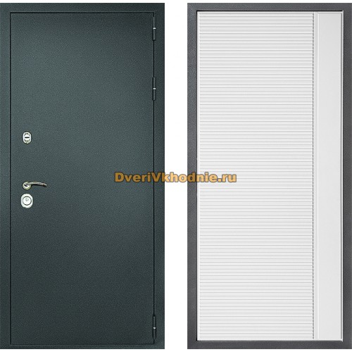 Дверь Дверной континент Рубикон Серебро Дизайн ФЛ-757 Белое Стекло Софт милк