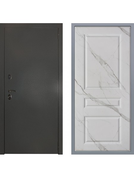 Дверь Заводские двери Эталон 3к антик серебро Стокгольм Мрамор белый