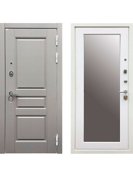 Дверь Ратибор Лондон 3К с зеркалом Грей софт/Белый софт
