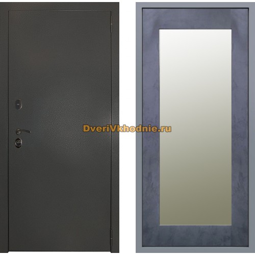 Дверь Заводские двери Эталон 3к антик серебро Зеркало Модерн Бетон темный