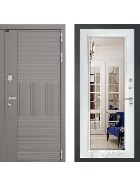 Дверь Лабиринт (LABIRINT) Формо Зеркало Фацет с багетом Белый софт
