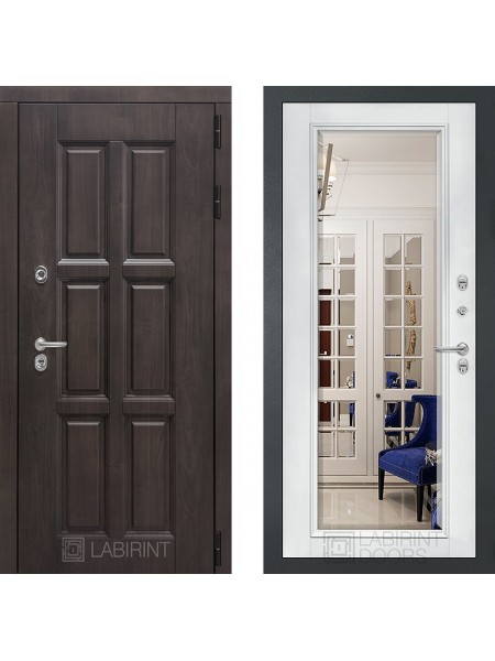 Дверь Лабиринт (LABIRINT) Лондон с терморазрывом Зеркало Фацет с багетом Белый софт
