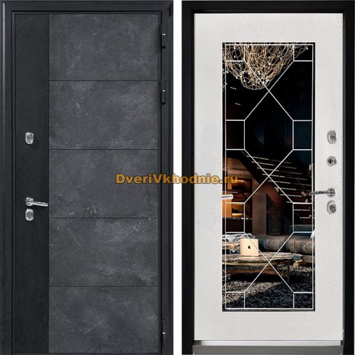 Входная дверь Дверной континент ДК-15 бетон муар/Термо Тифани зеркало багет