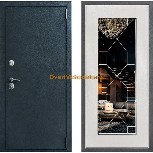 Дверь Дверной континент ДК-70 Дизайн ФЛ-Тиффани Зеркало Белое дерево