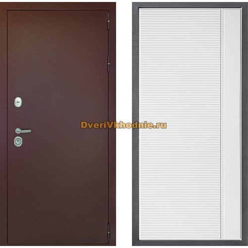 Дверь Дверной континент Рубикон Медь Дизайн ФЛ-757 Белое Стекло Софт милк