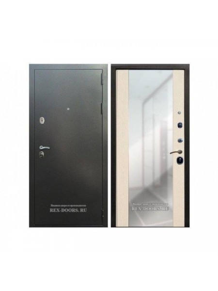 Входная дверь REX 5 СБ-16 с зеркалом Антик серебро / Лиственница беж