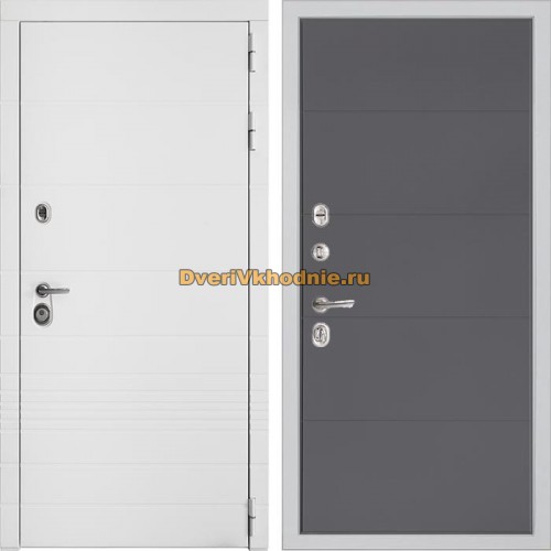 Входная дверь Дверной континент ДК-7 Софт белый снег 649 Софт графит абсолют