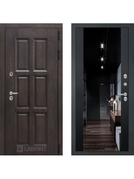 Дверь Лабиринт (LABIRINT) Лондон с терморазрывом Зеркало Максимум с тонировкой Черный кварц