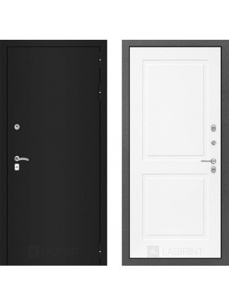 Дверь Лабиринт (LABIRINT) Classic шагрень черная 11 Белый софт
