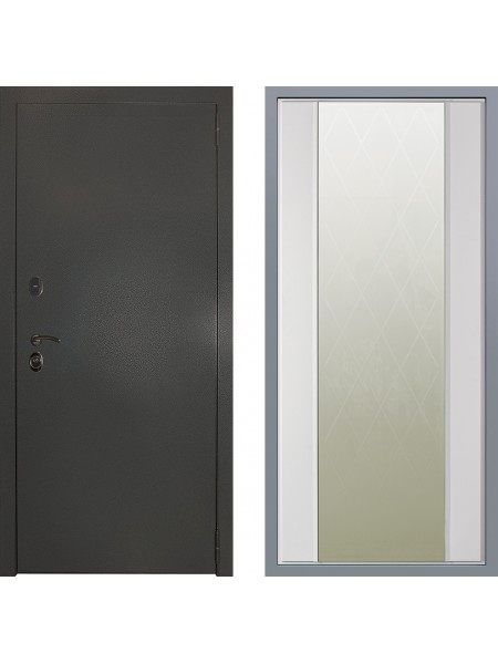 Дверь Заводские двери Эталон 3к антик серебро Зеркало Ампир Белый софт