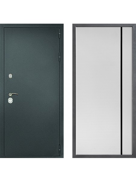 Дверь Дверной континент Рубикон Серебро Дизайн ФЛ-757 Черное Стекло Софт милк