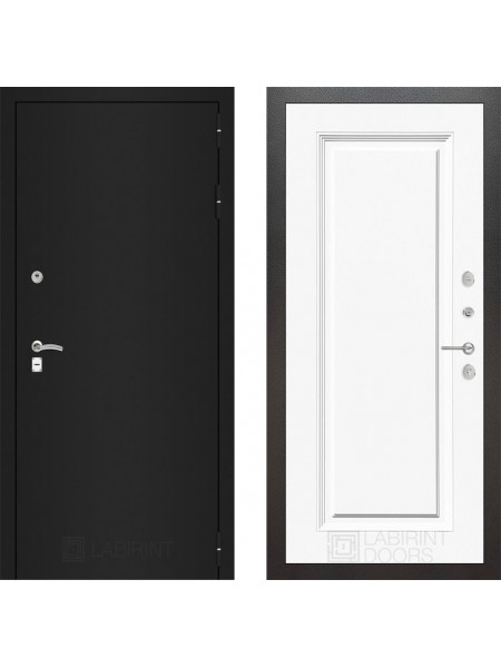 Дверь Лабиринт (LABIRINT) Classic шагрень черная 27 Белый (RAL-9003)